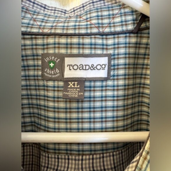 Men's Toad and Co. Plaid Long Sleeved Button Up Shirt, Blue Grey, Size XL - Picture 4 of 13